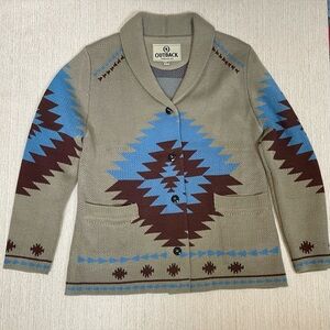Outback Trading Co. Women's Aztec Cardigan Sweater - Blue and Gray